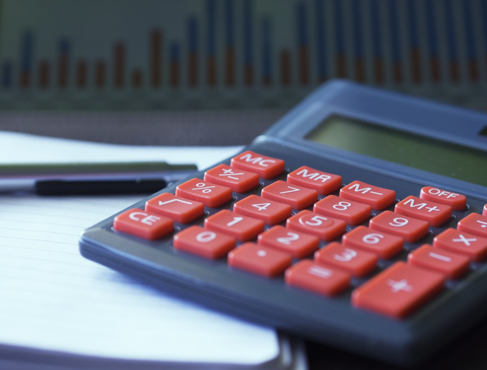 close up of calculator